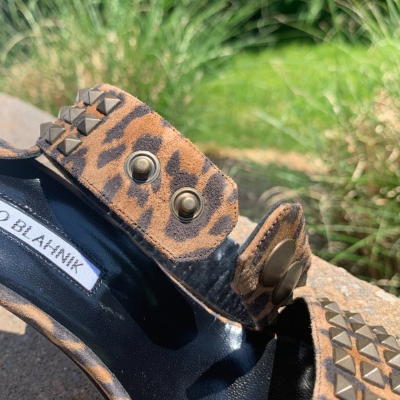 Manolo Blahnik Rocco Studded-toe Heeled Sandal in - Picture 8 of 11